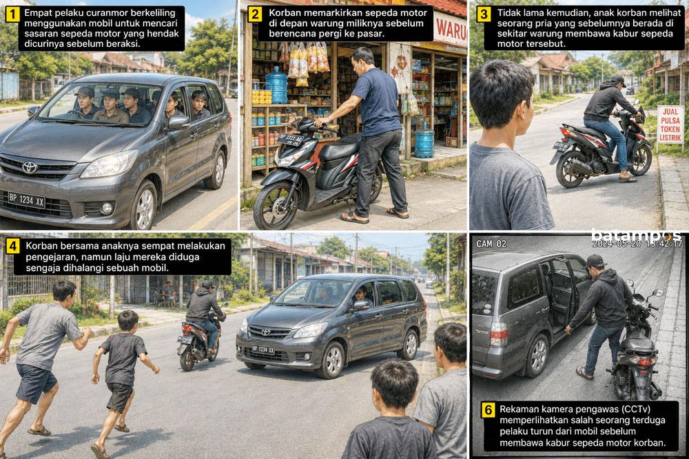 Visual: Modus Baru Komplotan Curanmor Bermobil Terbongkar, Polisi Minta Warga Batam Lebih Waspada